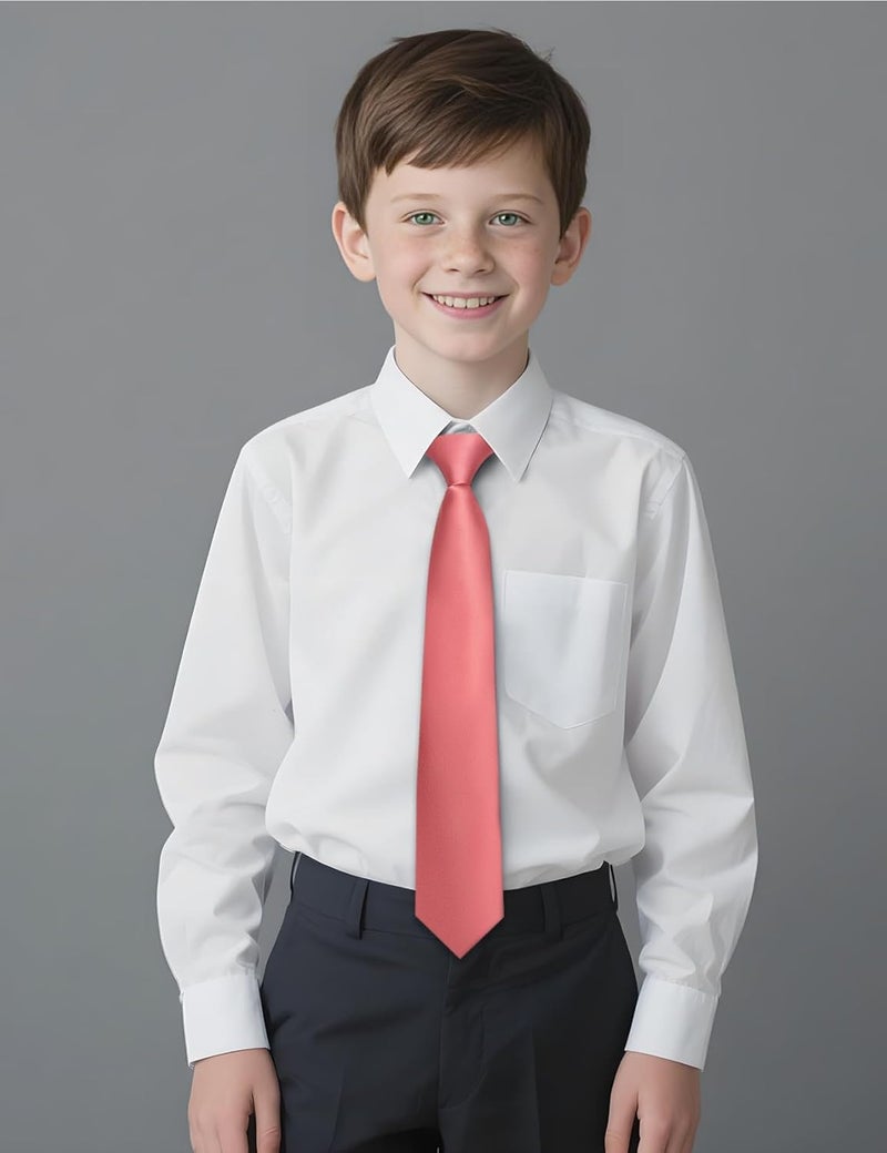 Ailisus Store Boys Tie Solid Color Silk Satin Pre-tied Kids Necktie for Age 8-12 Adjustable Formal Wedding School Graduation - Image 2